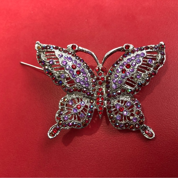 Formal Shiny Rhinestone Brooch Exquisite Butterfly Pin Party Sequins Colourful - Picture 8 of 13